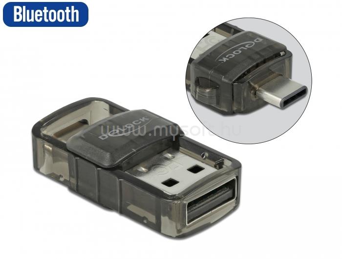 DELOCK USB 2.0 Bluetooth 4.0 adapter 2 az 1-ben USB Type-C  vagy A-típusú USB