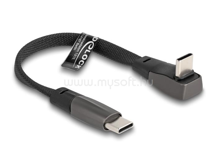DELOCK USB 2.0 Laposkábel USB Type-C  apa - USB Type-C  apa USB Type-C  apa hajlított PD 3.0 60 W 14 cm fekete