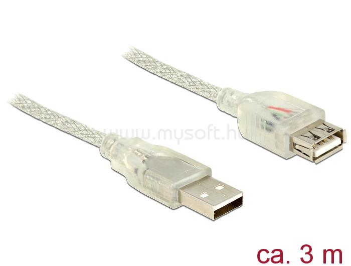 DELOCK USB 2.0-s bővítőkábel A-típusú csatlakozódugóval > USB 2.0-s, A-típusú csatlakozóhüvellyel