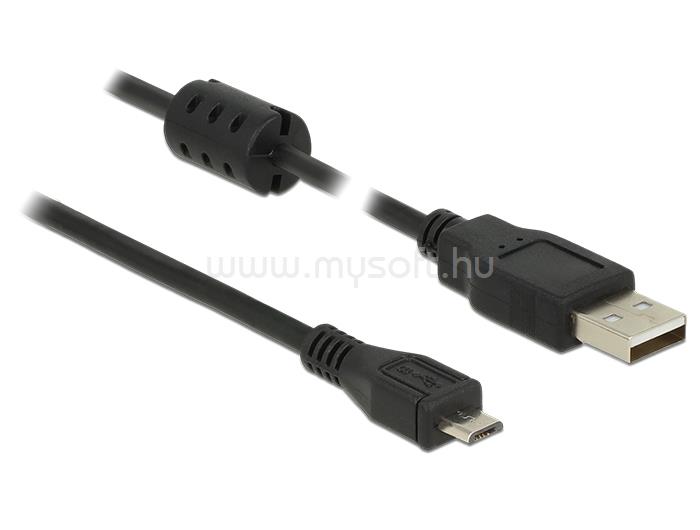DELOCK USB 2.0-s kábel A-típusú csatlakozódugóval > USB 2.0 Micro-B csatlakozódugóval, 0,5 m, fekete