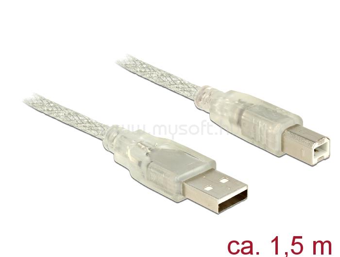 DELOCK USB 2.0-s kábel A-típusú csatlakozódugóval > USB 2.0-s, B-típusú csatlakozódugóval, 1,5 m