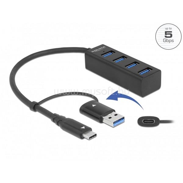 DELOCK USB 3.2 Gen 1 Type-C vagy Type-A HUB 4 portos
