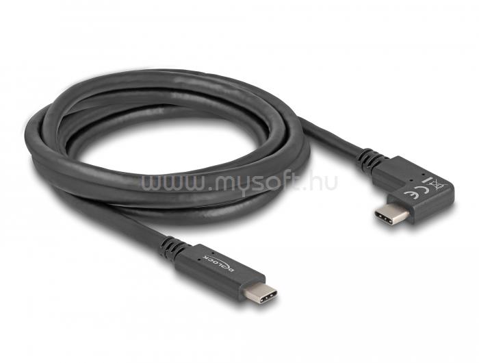DELOCK USB 5 Gbps kábel USB Type-C apa USB Type-C apa, ívelt bal / jobb, 2 m 4K PD 60 W E-Marker