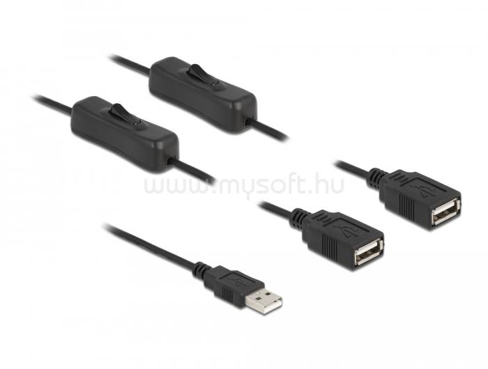 DELOCK USB A-típusú kábel apa   2 db. USB A-típusú anya kapcsolóval ellátott, 1 m
