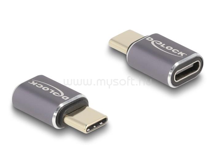 DELOCK USB Adapter 40 Gbps USB Type-C  PD 3.0 100 W csatlakozódugóval - csatlakozóhüvellyel, portkímélővel 8K 60 Hz fém