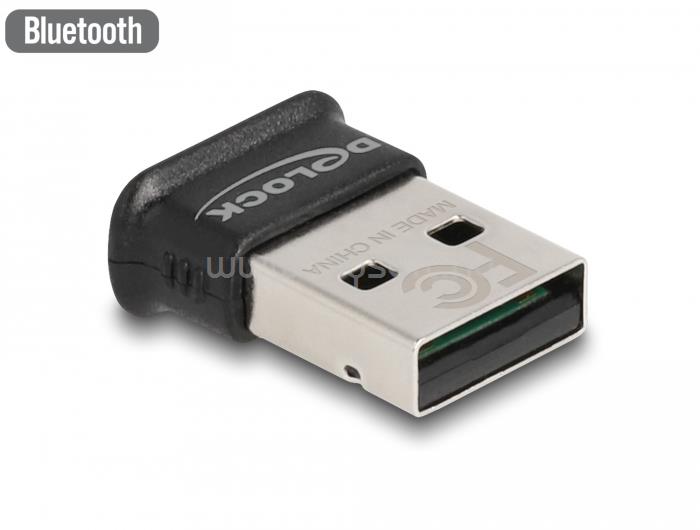 DELOCK USB Bluetooth 5.0 adapter class 1 mikrokialakítással - működés legfeljebb 100 méteres tartományban
