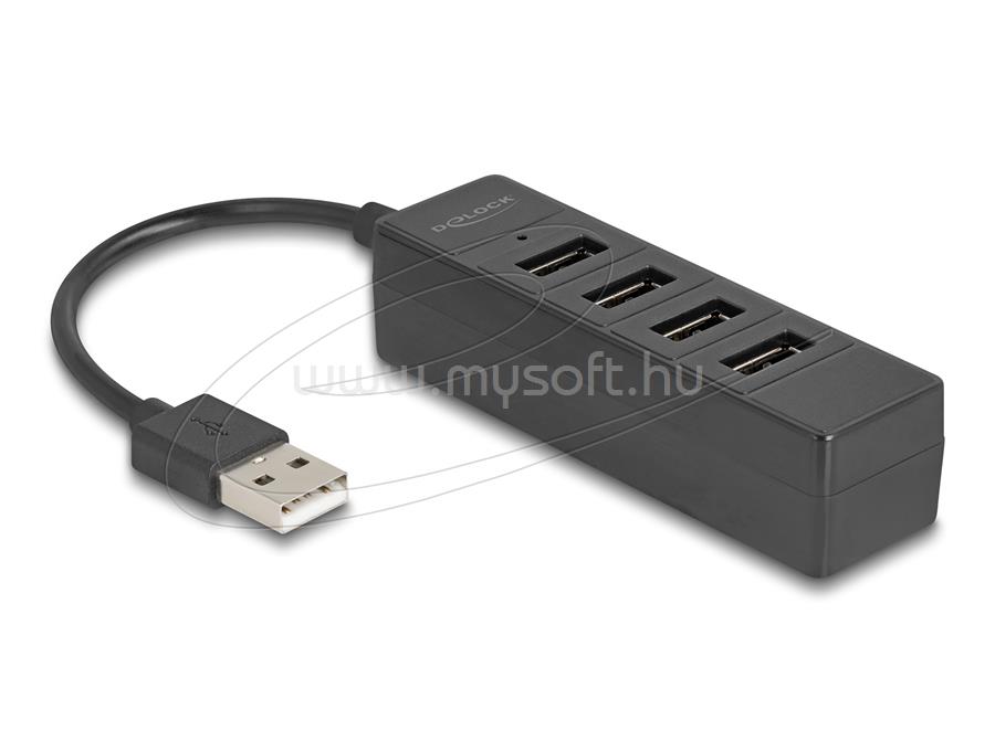 DELOCK USB Hub 4 portos USB 2.0 4 x USB Type-A csatlakozóval (fekete)