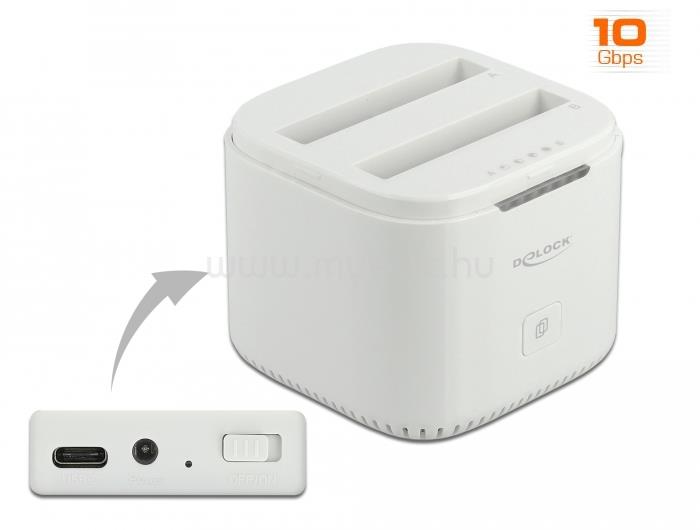 DELOCK USB Type-C  3.2 Dokkoló állomás 2 x 2.5  SATA HDD / SSD-hez klón funkcióval