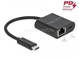 DELOCK USB Type-C  adapter Power Delivery porttal Gigabit LAN 10/100/1000 Mbps fekete DL66644 small