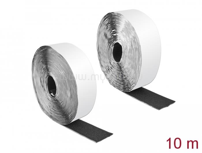 DELOCK Velcro öntapadó tépőzáras szalag-szett, H 10 m és Sz 50 mm fekete