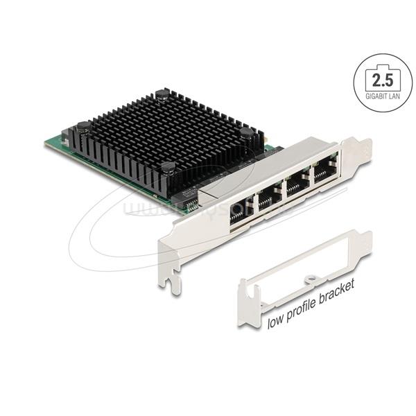 DELOCK Vezérlőkártya - 88601 (PCI Express kártya x4 > 2,5 Gigabit LAN 4 x RJ45 RTL8125)