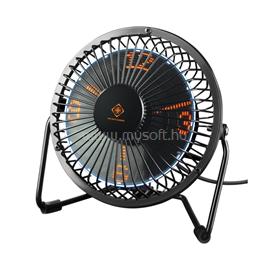 DELTACO Asztali ventilátor GAM-054, USB desktop fan with clock, showing hours, minutes and seconds, black GAM-054 small