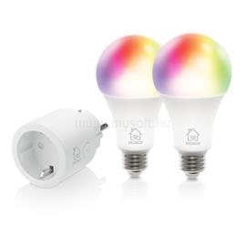 DELTACO SMART HOME SH-KIT01 kezdő okos csomag 2 db LE27RGB színes izzó + SH-P01 okos dugalj 10A, időkapcsoló SH-KIT01 small