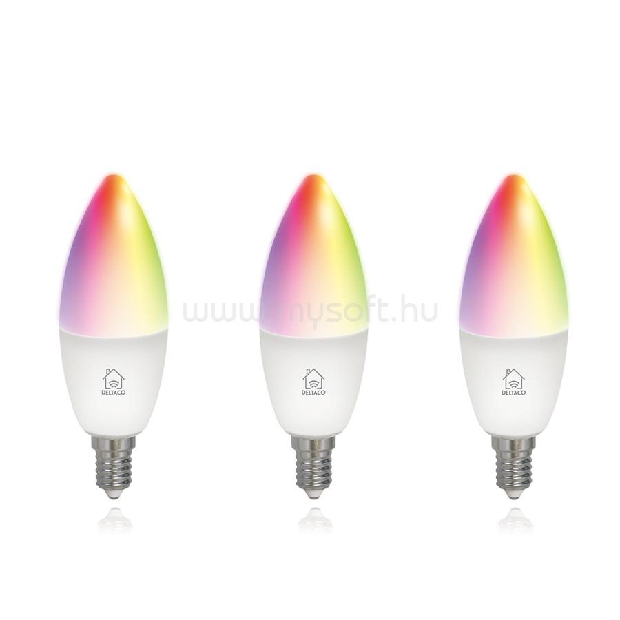 DELTACO SMART HOME SH-LE14RGB-3P RGB, gyertya, 3db/csomag Izzó