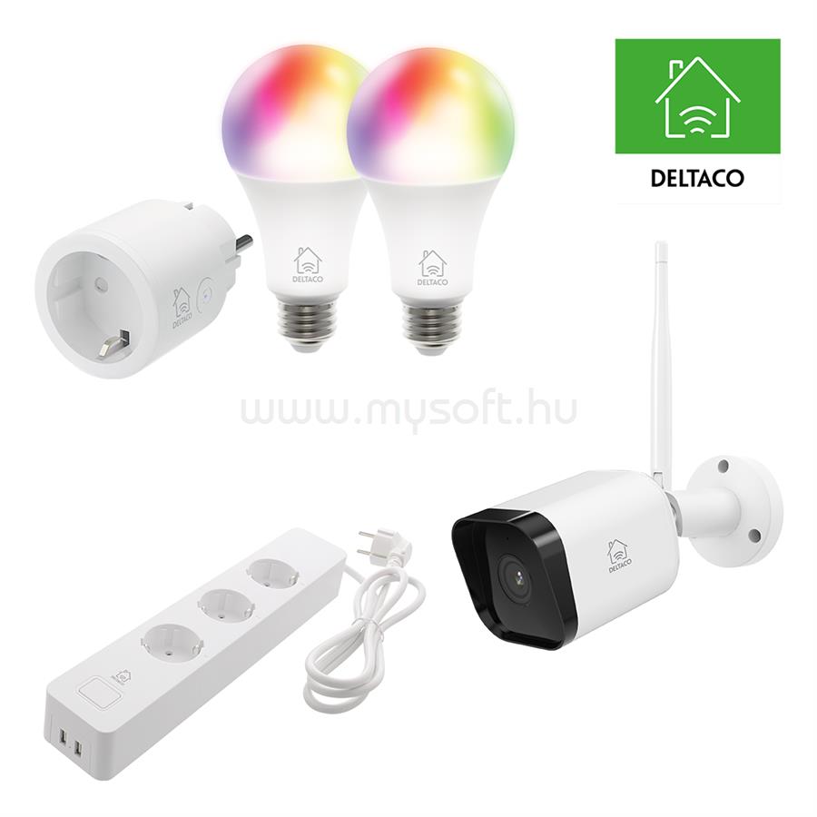 DELTACO SH-KIT03 SMART HOME szett (kamera, izzó, hálózati dugalj, elosztó)