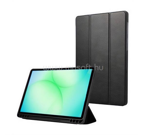 DESIGNED FOR SAMSUNG Samsung Tab A11 LTE / Tab A11 WIFI tok álló, bőr hatású FLIP, asztali tartó, FEKETE