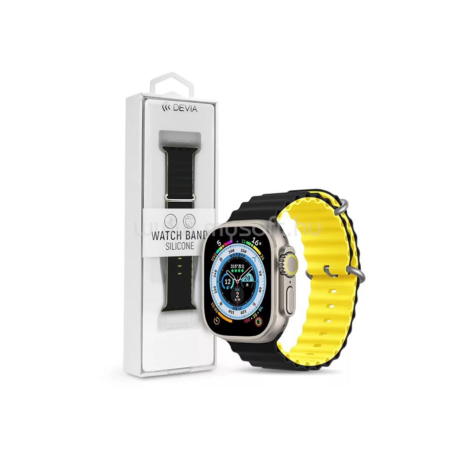 DEVIA APPLE WATCH SZILIKON SPORT SZÍJ - DELUXE SERIES SPORT6 SILICONE TWO-TONE WATCH BAND - 38/40/41 MM (fekete-sárga)