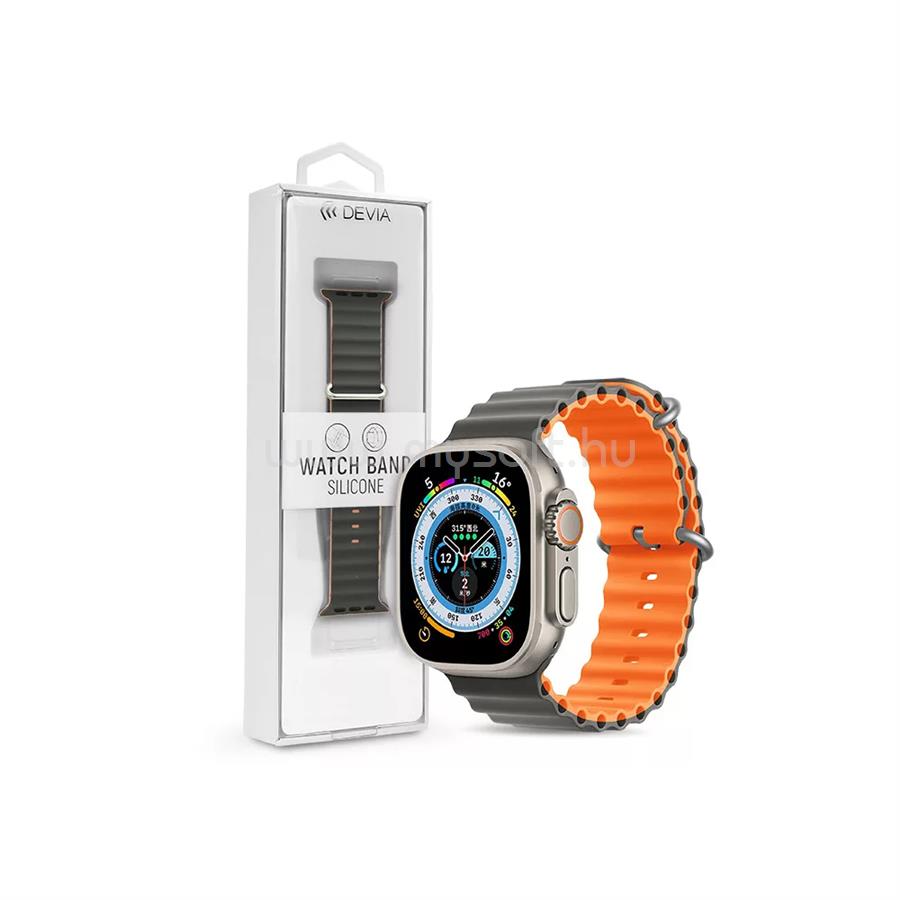 DEVIA APPLE WATCH SZILIKON SPORT SZÍJ - DELUXE SERIES SPORT6 SILICONE TWO-TONE WATCH BAND - 42/44/45/49 MM (szürke-narancssárga)