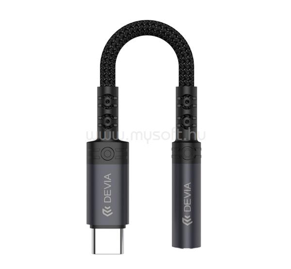 DEVIA DEVIA EC608 audió adapter kábel 3.5mm jack aljzat - Type-C, 12cm, FEKETE