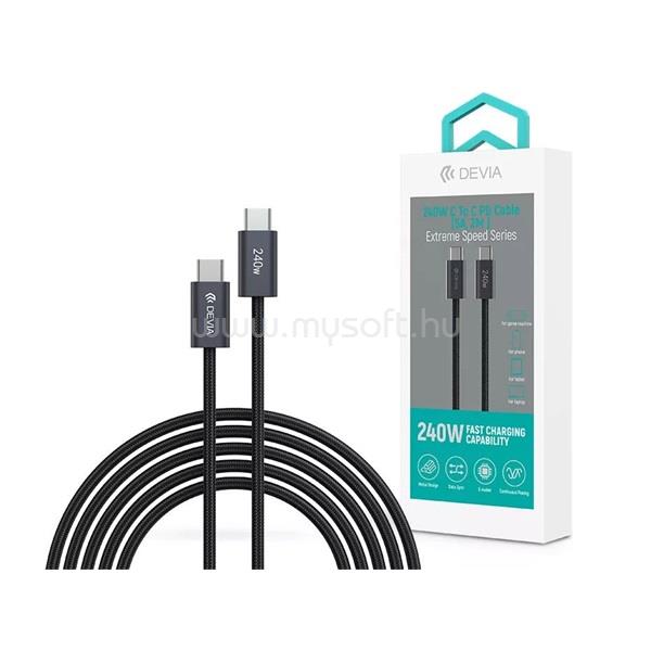 DEVIA DEVIA Extreme EC652 adatkábel Type-C - Type-C, 200cm, FEKETE