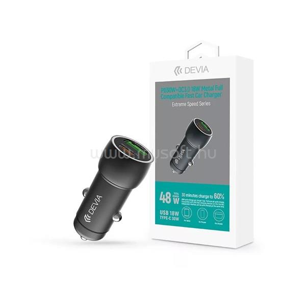 DEVIA ST112766 Extreme Speed Series 30W USB/USB C autós gyorstöltő (fekete)