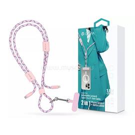DEVIA ST124998 Cable Pro5 Woven 1,6m 27W PD Type-C - Lightning pink adat- és töltőkábel + nyakpánt ST124998 small