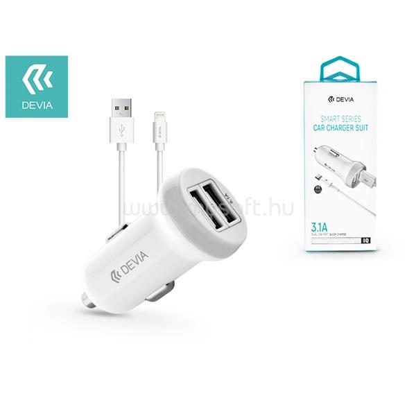 DEVIA ST326905 Smart dual port Lightning car charger 3,1A - autós töltő 2xUSB + Lightning kábel