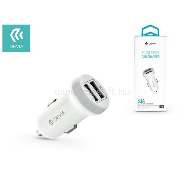 DEVIA ST330810 Smart dual port USB 3.1A/2xUSB kimenettel fehér autós töltő