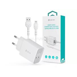 DEVIA ST361395 5V/2.4A Smart 2xUSB Hálózati töltő adapter + 1 m Lightning kábel ST361395 small