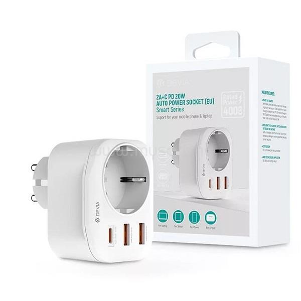 DEVIA ST379154 2xUSB + Type-C PD fehér hálózati csatlakozóaljzat