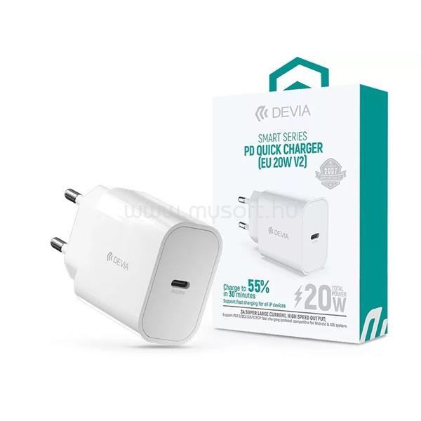 DEVIA ST383830 20W Type-C PD fehér hálózati töltő adapter