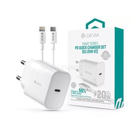 DEVIA ST383847 20W Type-C PD fehér hálózati töltő adapter + 1m Type-C - Lightning kábel ST383847 small