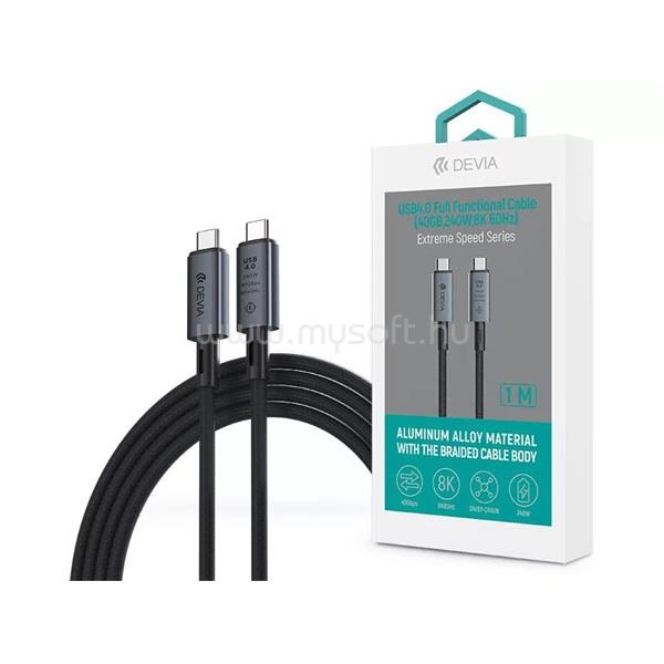 DEVIA ST399688 Extreme Speed USB4.0 40 Gbps 240W PD Type-C/Type-C 1m-es adat- és töltőkábel (fekete)