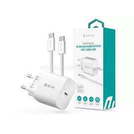DEVIA ST399800 Smart Series 30W GaN PD+QC fehér hálózati gyorstöltő adapter + Type-C/Type-C kábel ST399800 small