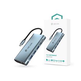 DEVIA ST399992 Leopard 11in1 3xUSB/Type-C/PD/HDMI/VGA/RJ45/Kártyaolvasó/Jack elosztó adapter Hub (szürke) ST399992 small