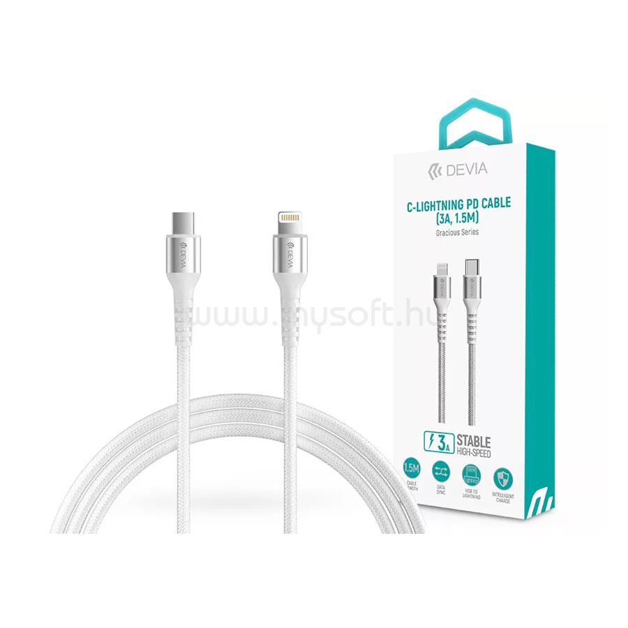 DEVIA USB TYPE-C - LIGHTNING ADAT- ÉS TÖLTŐKÁBEL 1,5 M-ES VEZETÉKKEL