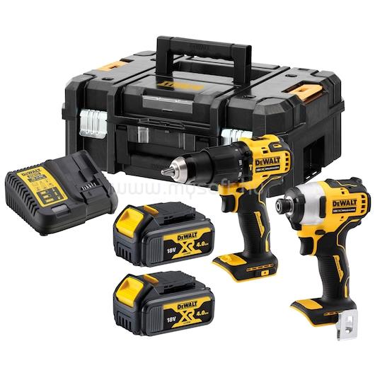 DEWALT 18 V XR akkumulátoros, kefe nélküli, 2 db-os ütvefúró + ütvecsavarozó készlet, 2 × 4 Ah TSTAK