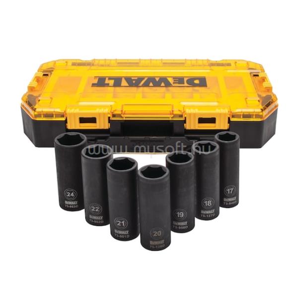 DEWALT 7db-os 1/2"-os hajtású deep impact metrikus dugókulcs készlet