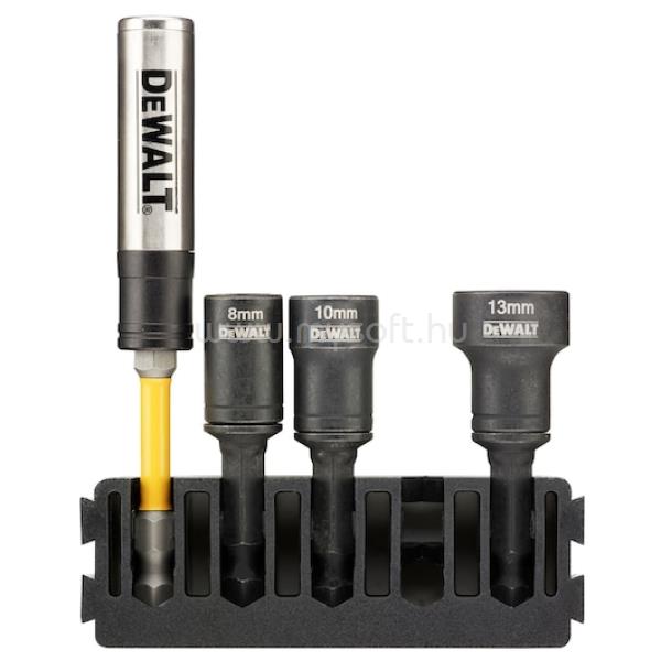 DEWALT 5 db hegytartó + tisztítható behúzó fej 8 mm, 10 mm, 13 mm + Torziós hegytartó