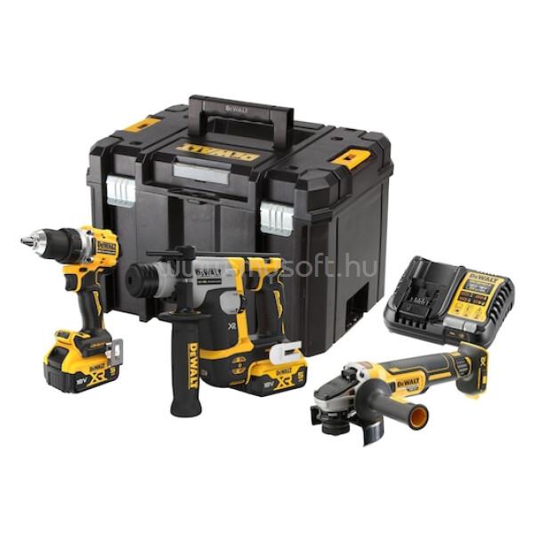 DEWALT 18V, XR, 2x5Ah, DCD800 fúró-csavarozó + DCH172 fúrókalapács + DCG405 sarokcsiszoló TSAK kofferben