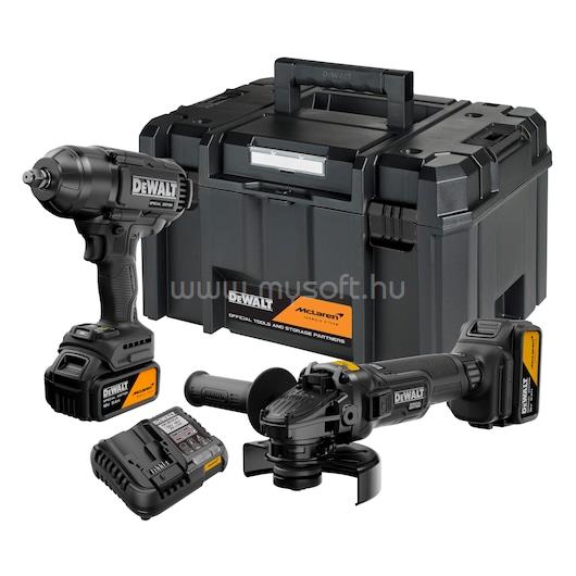 DEWALT McLaren F1 Team, DCF99M+DCG45M, 18V XR, 2x5Ah, nagy nyomatékú ütvefúró + szénkefe nélküli sarokcsiszoló TSTAK kofferben