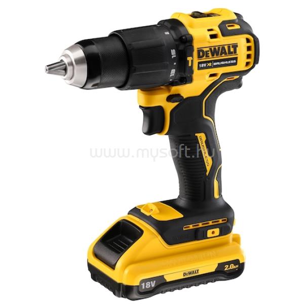 DEWALT 18V XR kompakt kefe nélküli ütvefúró csavarozó akkumulátorral és töltővel TSTAK-ban