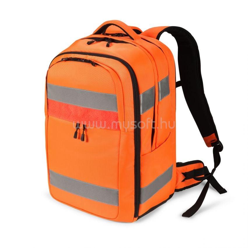 DICOTA Hi-Vis 38 literes laptop hátizsák fényvisszaverő csíkkal 17,3" (narancssárga)