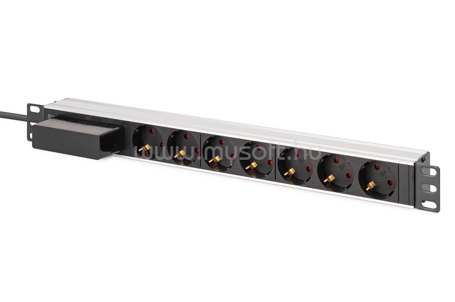 DIGITUS 1U ALUMINIUM PDU 7X SCHUKO RACKMOUNT 1X CIRCUIT BREAKER NS