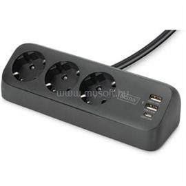 DIGITUS 3-WAY OFFICESOCKET STRIP BLACK 2X USB-A 1X USB-C NS DIGITUS_DA-70625 small
