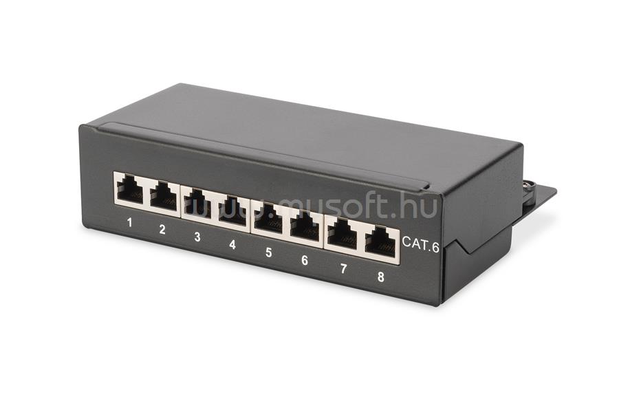 DIGITUS CAT6 8port asztali fekete árnyékolt patch panel