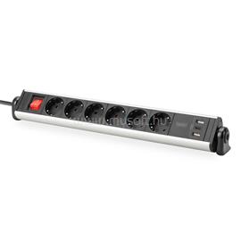 DIGITUS DA-70624 Asztali alumínium 6 schuko dugaljas 2x USB A 1x USB-C  port hálózati elosztó DIGITUS_DA-70624 small