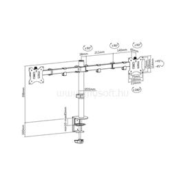 DIGITUS DA-90400 Univerzális (VESA 75/100) dupla fekete monitor tartó konzol DIGITUS_DA-90400 small