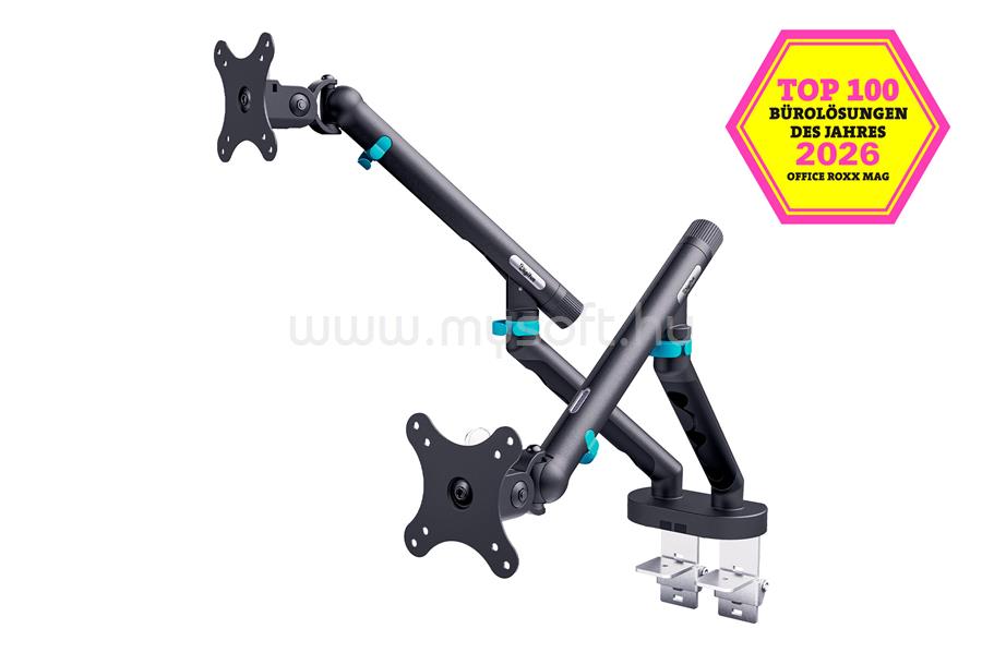 DIGITUS DA-90471 Dupla univerzális (VESA 75/100) mechanikus rugós fekete monitor tartó konzol