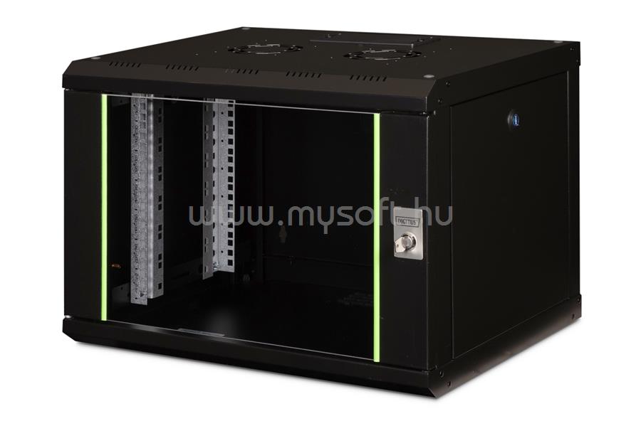 DIGITUS DN-19 07-U-SW 19" 7U 420x600x450mm lapraszerelt üvegajtós fekete Unique fali rack szekrény